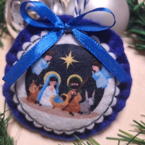 Betlehemes mintás filc karácsonyfa díszek - Meska.hu