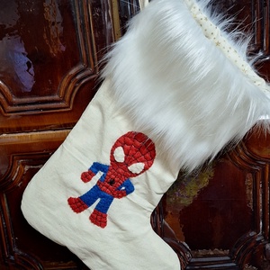 Szőrmés mintás mikulás zsák, Karácsony, Mikulás, Mikulás zsák, Hímzés, Varrás, MESKA