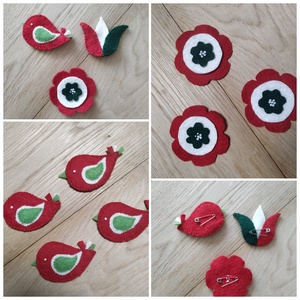 Filc gyapjúfilc kokárda, nemzetiszínű madárka, virág, tulipán, huszárfiú, lány, szív, Ékszer, Kitűző és Bross, Varrás, Hímzés, MESKA