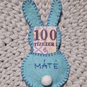 Névreszóló gyapjú filc húsvéti nyuszi pénzátadó, csokiátadó - ünnepi díszek, dekorációk - húsvéti díszek és dekorációk - húsvéti pénzátadó - Meska.hu