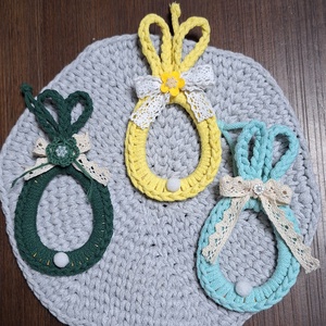 Makramé horgolt húsvéti tojás, nyuszi - ünnepi díszek, dekorációk - húsvéti díszek és dekorációk - húsvéti tojásfadíszek - Meska.hu