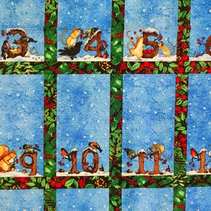 Nosztalgikus adventi naptár panel pamutvászon karácsonyi dekor vászon - karácsony - adventi díszek - adventi naptár - Meska.hu