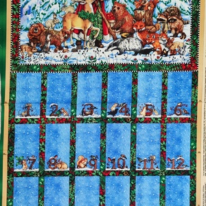 Nosztalgikus adventi naptár panel pamutvászon karácsonyi dekor vászon - karácsony - adventi díszek - adventi naptár - Meska.hu