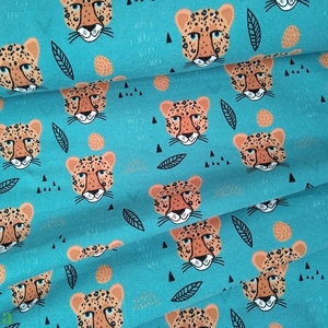 Leopárd mintás pamut jersey állatos, Kellékek & szerszámok, Méteráru, Pamut, Varrás, MESKA