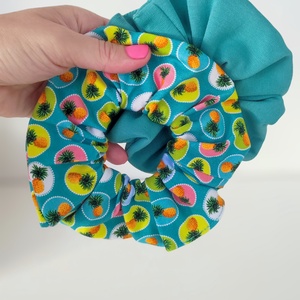 Ananászos és zöld scrunchie hajgumi párban - M-es, Ruha & Divat, Hajdísz & Hajcsat, Hajgumi, Varrás, MESKA