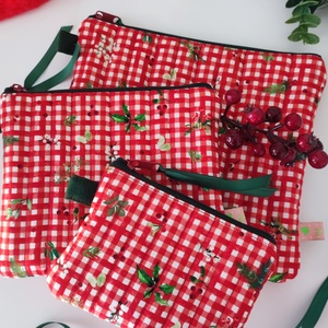 Piros kockás karácsonyi neszesszer szett - 3db zerowaste - táska & tok - neszesszer - Meska.hu Piros kockás karácsonyi neszesszer szett - 3db zerowaste - táska & tok - neszesszer - Meska.hu