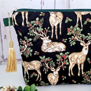 Szarvas mintás karácsonyi neszesszer és könyvtok szettben - Női ajándékcsomag - táska & tok - neszesszer - Meska.hu