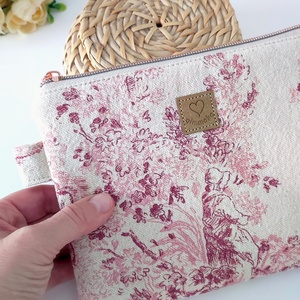 Toile de Jouy természetes vászon női neszesszer � környezetbarát - táska & tok - neszesszer - Meska.hu