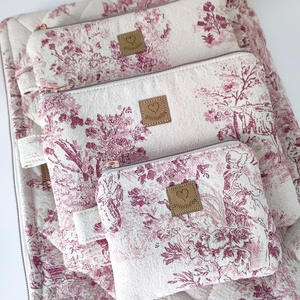 Toile de Jouy természetes vászon női neszesszer � környezetbarát - táska & tok - neszesszer - Meska.hu
