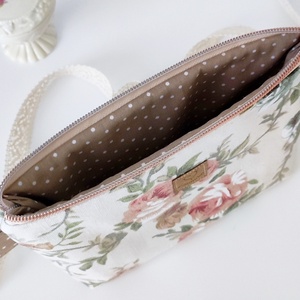 Rózsás vászon női neszesszer � környezetbarát közepes méretű - táska & tok - neszesszer - Meska.hu