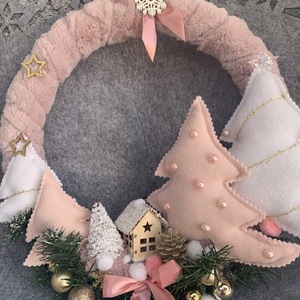  Világító karácsonyi ajtódísz, Karácsony, Adventi díszek, Adventi ajtódísz, Varrás, MESKA