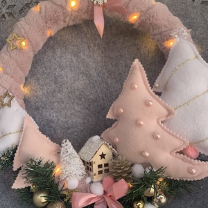  Világító karácsonyi ajtódísz - karácsony - adventi díszek - adventi ajtódísz - Meska.hu