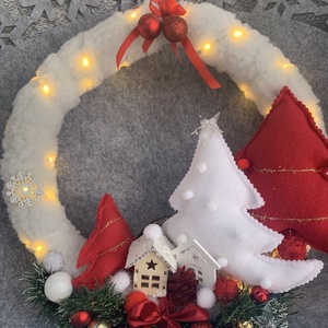 Világító karácsonyi ajtódísz - karácsony - adventi díszek - adventi ajtódísz - Meska.hu