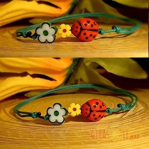 Kiskertem millefiori zsinórka  - ékszer - karkötő - gyöngyös karkötő - Meska.hu