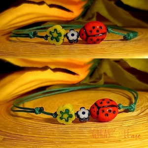 Kiskertem millefiori zsinórka  - ékszer - karkötő - gyöngyös karkötő - Meska.hu