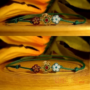 Kiskertem millefiori zsinórka  - ékszer - karkötő - gyöngyös karkötő - Meska.hu