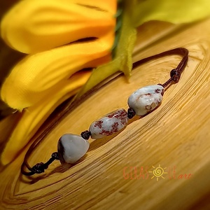 Larimar zsinórka , Ékszer, Karkötő, Ásványkarkötő, Csomózás, Gyöngyfűzés, gyöngyhímzés, MESKA