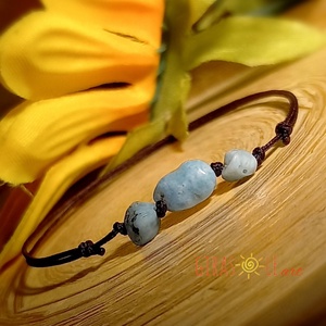 Larimar zsinórka , Ékszer, Karkötő, Ásványkarkötő, Csomózás, Gyöngyfűzés, gyöngyhímzés, MESKA