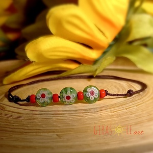 Millefiori zsinórka  - ékszer - karkötő - gyöngyös karkötő - Meska.hu