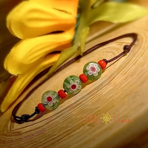 Millefiori zsinórka , Ékszer, Karkötő, Gyöngyös karkötő, Csomózás, Gyöngyfűzés, gyöngyhímzés, MESKA