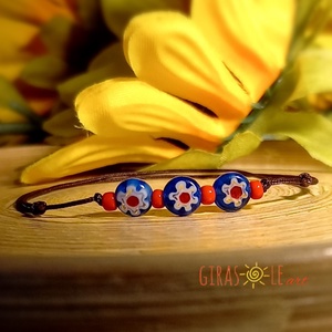 Millefiori zsinórka  - ékszer - karkötő - gyöngyös karkötő - Meska.hu