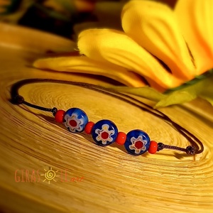 Millefiori zsinórka  - ékszer - karkötő - gyöngyös karkötő - Meska.hu
