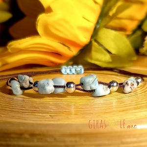 Larimar karkötő valódi ezüsttel  - ékszer - karkötő - ásványkarkötő - Meska.hu