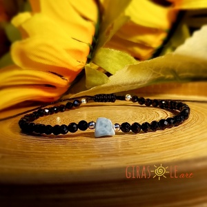 Larimar-spinell karkötő  - ékszer - karkötő - ásványkarkötő - Meska.hu