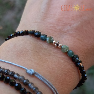 Zöld turmalin-spinell karkötő  - ékszer - karkötő - ásványkarkötő - Meska.hu