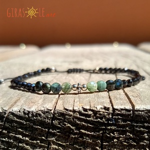 Zöld turmalin-spinell karkötő  - ékszer - karkötő - ásványkarkötő - Meska.hu