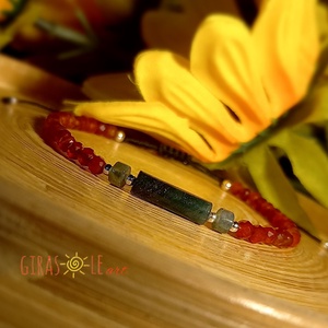 Karneol karkötő acháttal - ékszer - karkötő - ásványkarkötő - Meska.hu