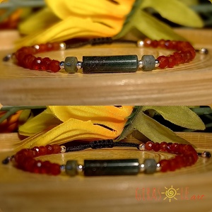 Karneol karkötő acháttal - ékszer - karkötő - ásványkarkötő - Meska.hu