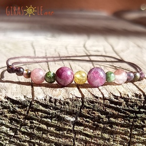 Turmalin zsinórka , Ékszer, Karkötő, Ásványkarkötő, Csomózás, Gyöngyfűzés, gyöngyhímzés, MESKA