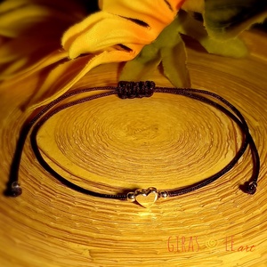 Piciszív - zsinórkarkötő valódi ezüsttel  - ékszer - karkötő - charm karkötő - Meska.hu