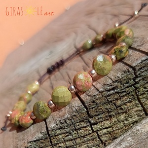 Unakit karkötő , Ékszer, Karkötő, Ásványkarkötő, Csomózás, Gyöngyfűzés, gyöngyhímzés, MESKA