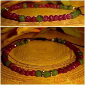 Rubin karkötő zoizittal - ékszer - karkötő - ásványkarkötő - Meska.hu