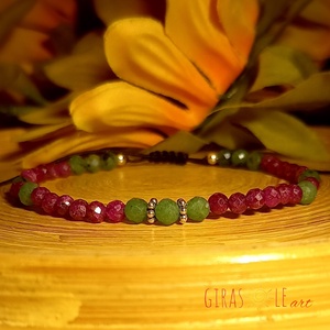 Rubin karkötő zoizittal - ékszer - karkötő - ásványkarkötő - Meska.hu