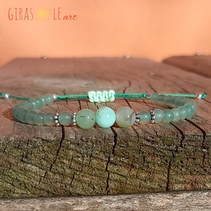 Zöldike ezüsttel - krizopráz-aventurin karkötő  - ékszer - karkötő - ásványkarkötő - Meska.hu