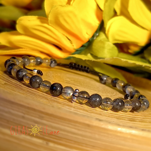 Északi fény labradorit-larvikit karkötő  - ékszer - karkötő - ásványkarkötő - Meska.hu