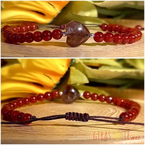 Szívecske - karneol-ametiszt karkötő  - ékszer - karkötő - ásványkarkötő - Meska.hu