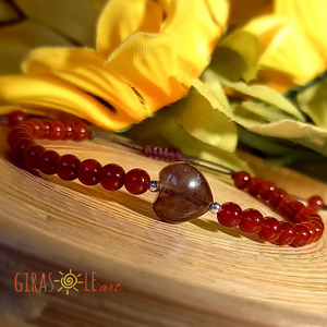 Szívecske - karneol-ametiszt karkötő  - ékszer - karkötő - ásványkarkötő - Meska.hu