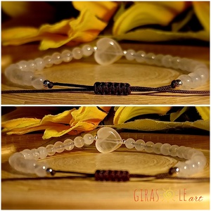 Szívecske - rózsakvarc karkötő  - ékszer - karkötő - ásványkarkötő - Meska.hu