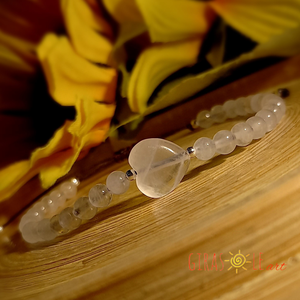 Szívecske - rózsakvarc karkötő  - ékszer - karkötő - ásványkarkötő - Meska.hu