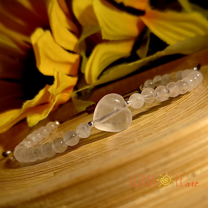 Szívecske - rózsakvarc karkötő , Ékszer, Karkötő, Ásványkarkötő, Csomózás, Gyöngyfűzés, gyöngyhímzés, MESKA