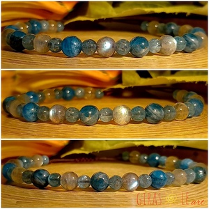 Kék lagúna - apatit-labradorit karkötő  - ékszer - karkötő - ásványkarkötő - Meska.hu