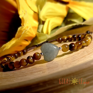 Szívecske - tigrisszem-aventurin karkötő , Ékszer, Karkötő, Ásványkarkötő, Csomózás, Gyöngyfűzés, gyöngyhímzés, MESKA