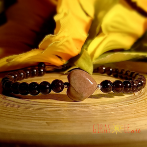 Szívecske - gránát-rodonit karkötő  - ékszer - karkötő - ásványkarkötő - Meska.hu