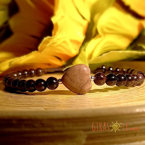 Szívecske - gránát-rodonit karkötő  - ékszer - karkötő - ásványkarkötő - Meska.hu