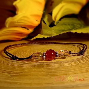 Citrin-karneol zsinórka karkötő - ékszer - karkötő - ásványkarkötő - Meska.hu