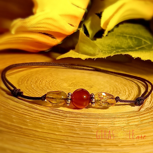 Citrin-karneol zsinórka karkötő - ékszer - karkötő - ásványkarkötő - Meska.hu